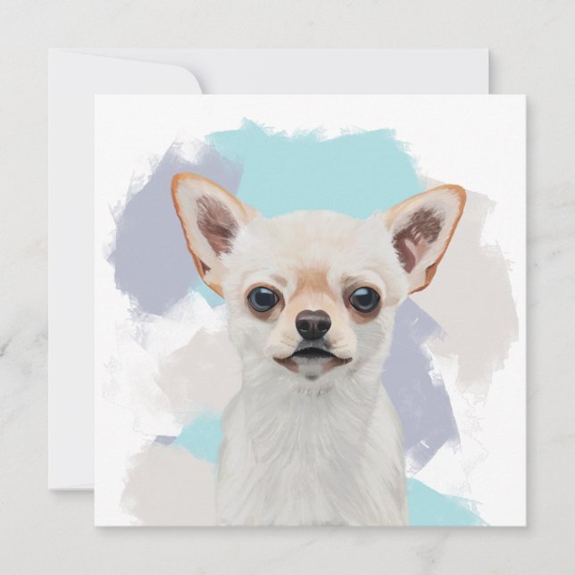 Borde azul del resumen del perro chihuahua blanco  (Anverso)