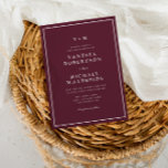 borde blanco burdeos QR Invitación a la boda de có<br><div class="desc">se puede editar el boda de color burdeos,  el texto,  el código QR y los colores.</div>