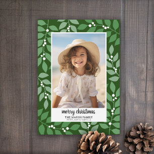 Borde botánico con guión gráfico Feliz Navidad