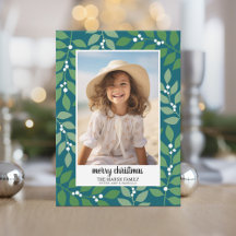 Borde botánico con guión gráfico Feliz Navidad