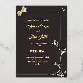 Borde de bifurcación elegante y tarjeta boda de ci
