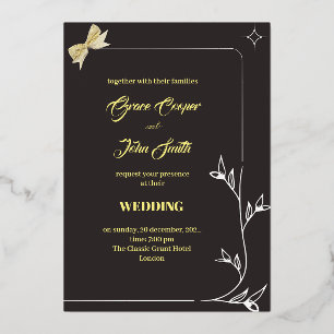 Borde de bifurcación elegante y tarjeta boda de ci