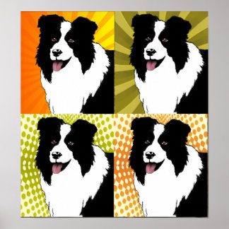 Borde de Collie Dog Pop Art Poster Arte original