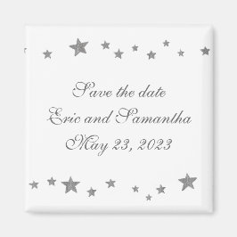 Borde de estrellas plateadas, Guardar imán de boda