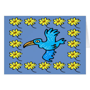 Borde de flor de ave azul, añadir texto,