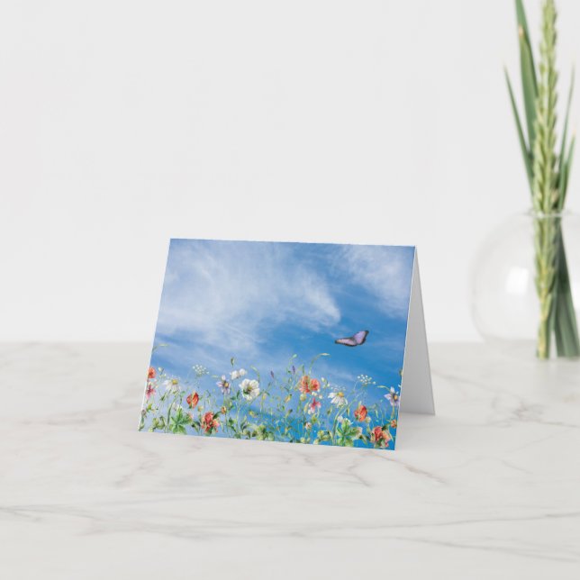 Borde de flores silvestres y mariposa (Anverso)