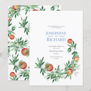 Borde de frutas de verano, invitación a la boda