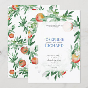 Borde de frutas de verano, invitación a la boda