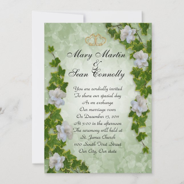 Borde de hiedra de invitación a la boda con garden (Anverso)