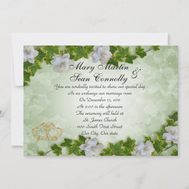 Borde de hiedra de invitación a la boda con garden (Anverso)