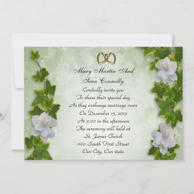 Borde de hiedra de invitación a la boda con garden (Anverso)