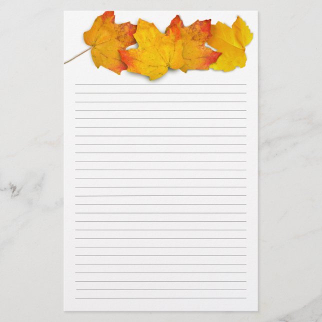 Borde de hojas de arce de otoño, papel de escritur (Anverso)