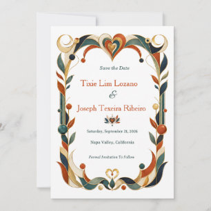 Borde de invitación de boda Art Déco elegante