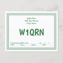 Borde de línea verde retro de tarjeta QSL