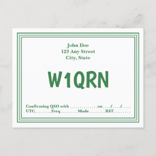 Borde de línea verde retro de tarjeta QSL