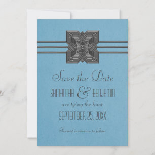 Borde de medallón azul Guardar la invitación de fe