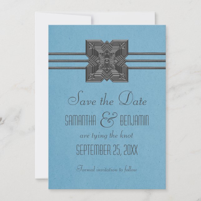 Borde de medallón azul Guardar la invitación de fe (Anverso)