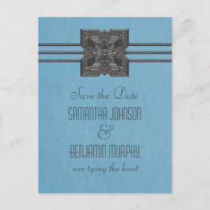 Borde de medallón azul salve la tarjeta postal de