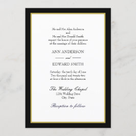 Borde de oro negro ambos padres Invitación a la bo