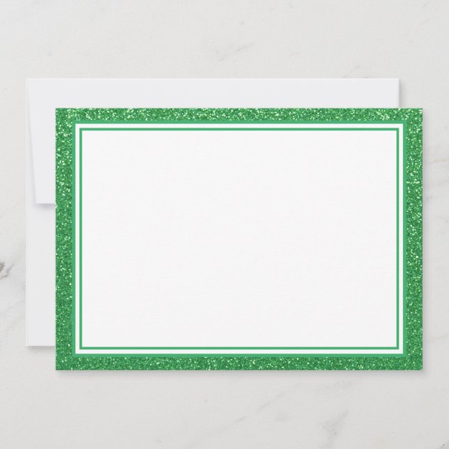 Borde de Purpurina verde de tarjeta de nota plana (Anverso)