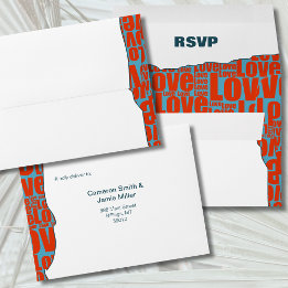 Borde de Tipografía Roja Azul Boda de Otoño RSVP