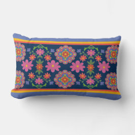 Borde del patrón de rangoli floral, almohada lumba