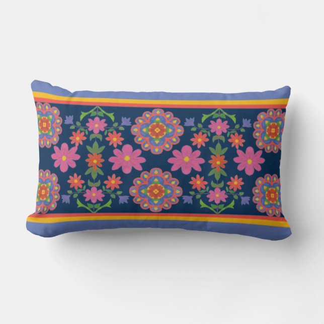 Borde del patrón de rangoli floral, almohada lumba (Anverso)