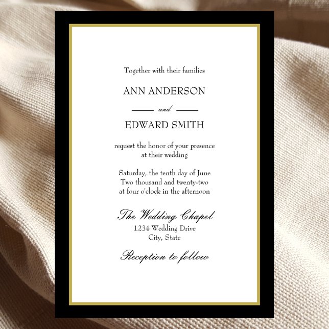 Borde dorado negro - Invitación a la boda familiar (Subido por el creador)