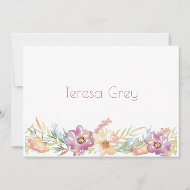 Borde Floral en Acuarela Papelería (Anverso)