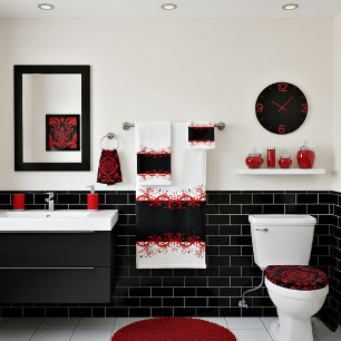 borde floreado negro y rojo