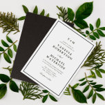 Borde negro simple invitación a una boda única<br><div class="desc">bordes negros simple y elegante tema boda en blanco y negro,  el texto y los colores se pueden editar.</div>