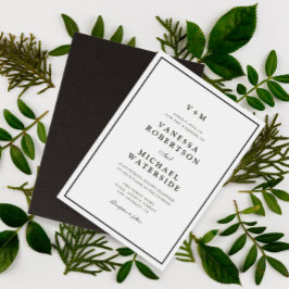 Borde negro simple invitación a una boda única