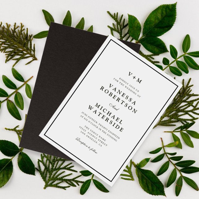 Borde negro simple invitación a una boda única (Subido por el creador)