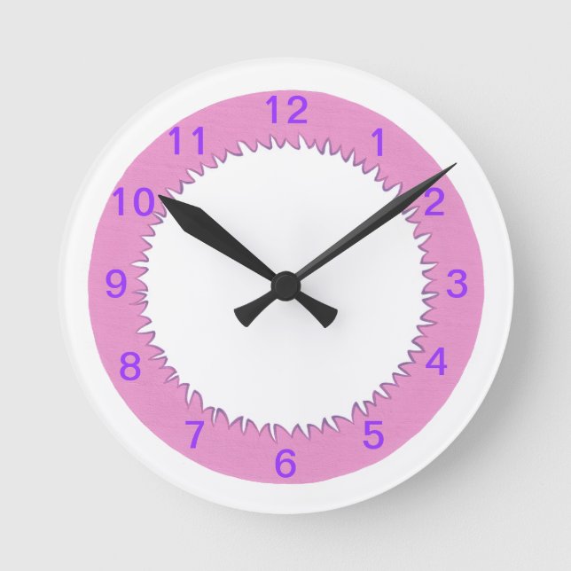 Borde rosado en reloj de pared de números puros y  (Anverso)