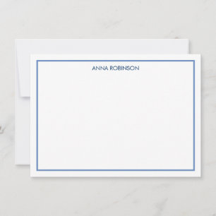 Borde simple en tarjeta de nota plana azul