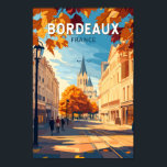 Bordeaux France Viñage Viaje Arte Vintage<br><div class="desc">Diseño de viaje vectorial retro de burdeos. Burdeos,  centro de la famosa región vinícola,  es una ciudad portuaria situada en el río Garonne,  al suroeste de Francia.</div>