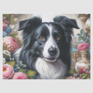 Border Collie con Flores Papel de Seda