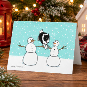 Border Collie con muñecos de nieve Navidad de Ag