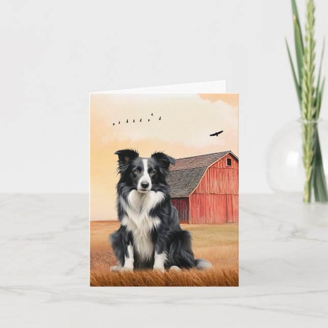 Border Collie Dog and Red Barn Ranch (Anverso)