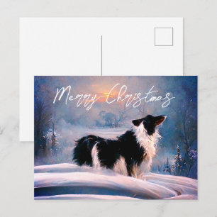 Border Collie en paisaje invernal nevado Navidad