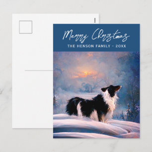 Border Collie en paisaje invernal nevado Navidad