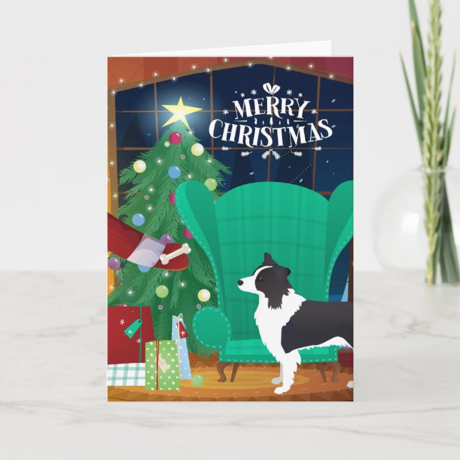 Border Collie Navidad Regalo de Papá Noel (Anverso)