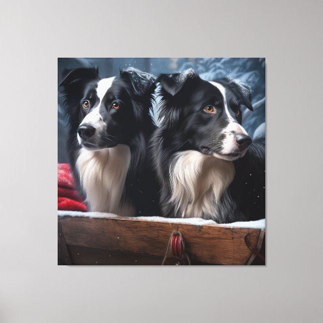 Border Collie Nevado Trineo Decoración Navidad   (Anverso)