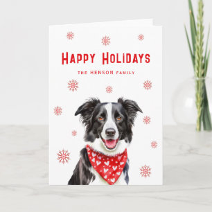 Border Collie Pañuelo Rojo con Corazón Navidad 