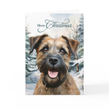 Border Terrier Perro Bosque Navidad