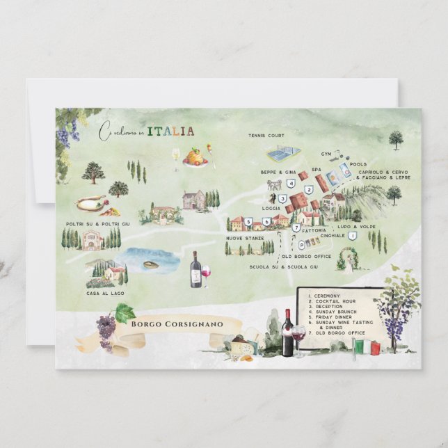 Borgo Corsignano | Invitación al mapa del itinerar (Anverso)