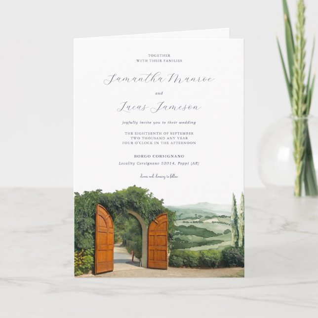 Borgo Corsignano | Invitación de Boda Ilustrada (Anverso)