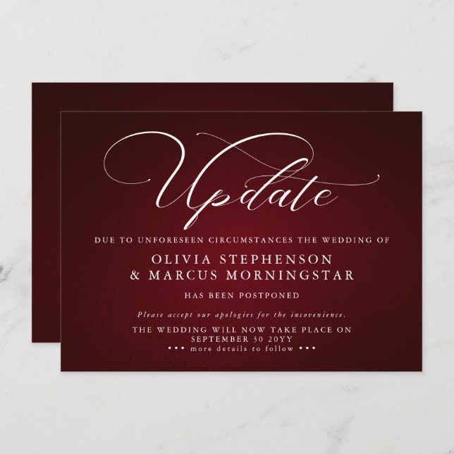 Borgoña  - Anuncio de Evento Pospuesto Moderno (Anverso / Reverso)