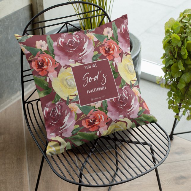 Borgoña Biblia Verse Cojín decorativo (Subido por el creador)