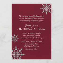 Borgoña con copos de nieve Invitación a la boda de
